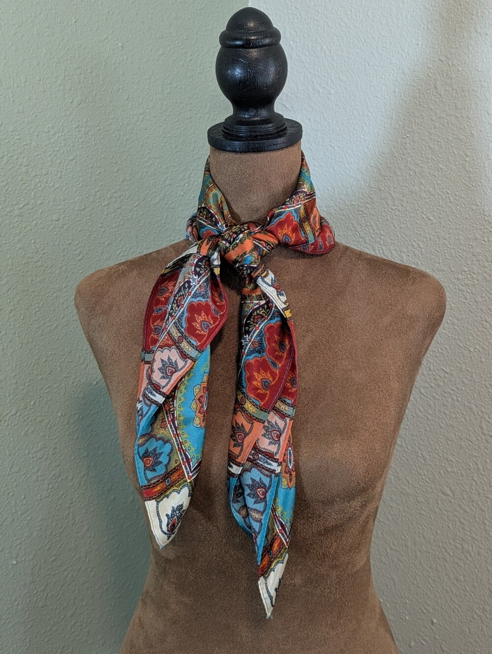 Silk-Feel Paisley Neck Scarf - Multicolor